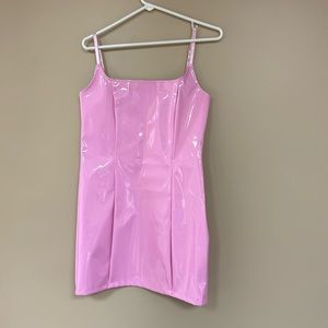 PrettyLittleThing pink faux leather mini dress new with tags US size 8